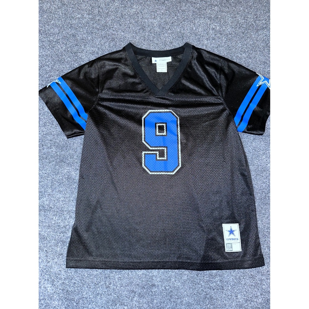 Dallas Cowboys Tony Romo 9 Football Jersey Black Blue NFL Youth Large